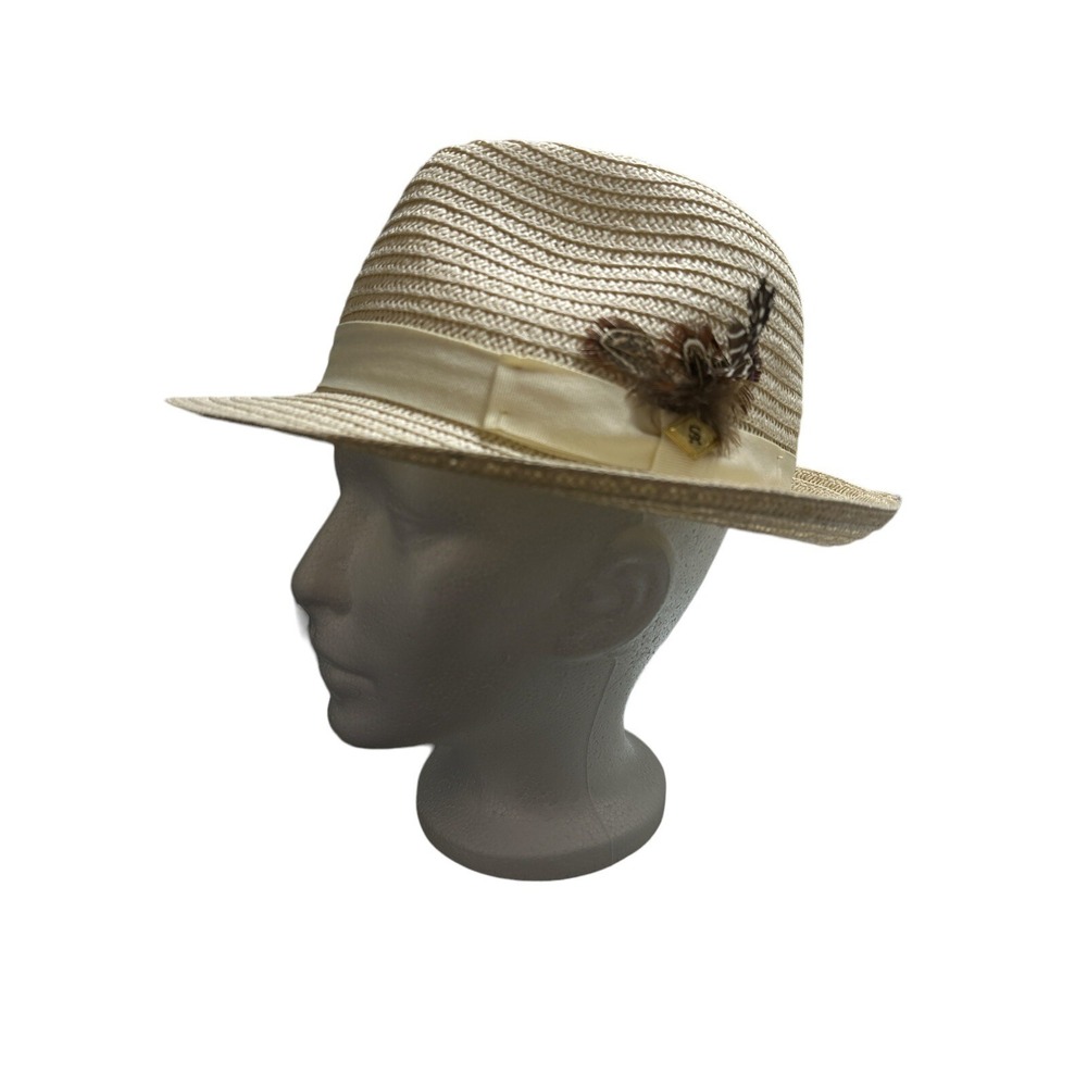 Stacy Adams Corby Fedora Paper Braid Pinch Front Hat Size L RN#31905 PO#3232057